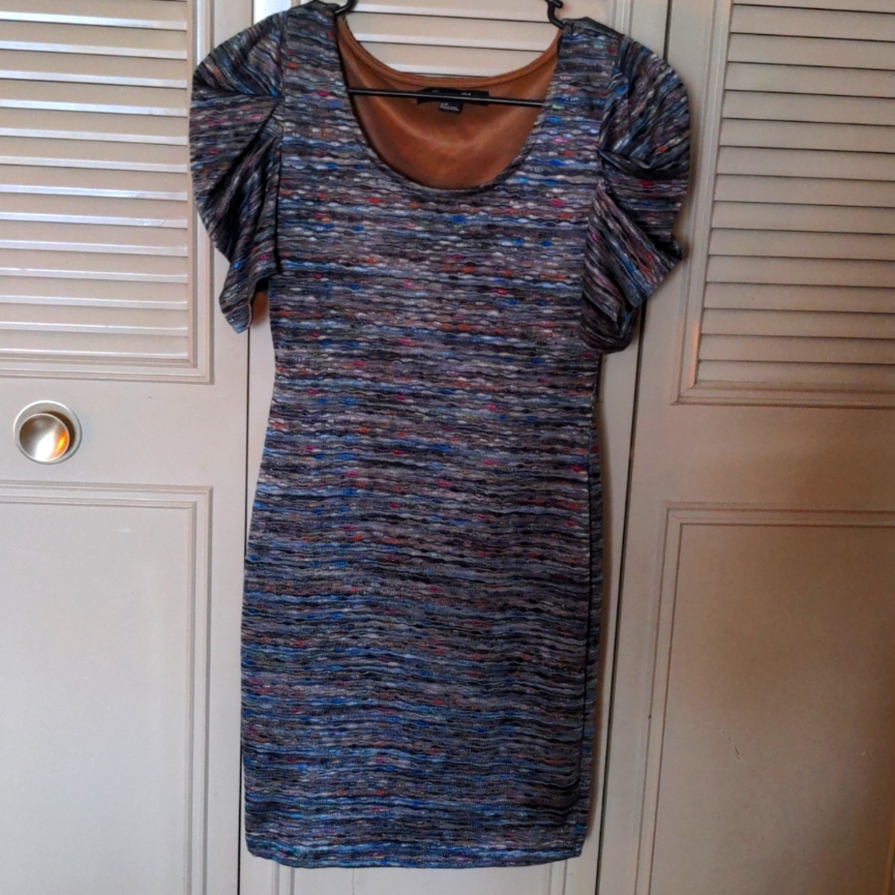Ruched sleeve fitted dress